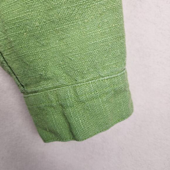 AS Ramie Blend Shacket Women’s SZ  Large Kelly Green Button Up Pointed Collar - Picture 7 of 16